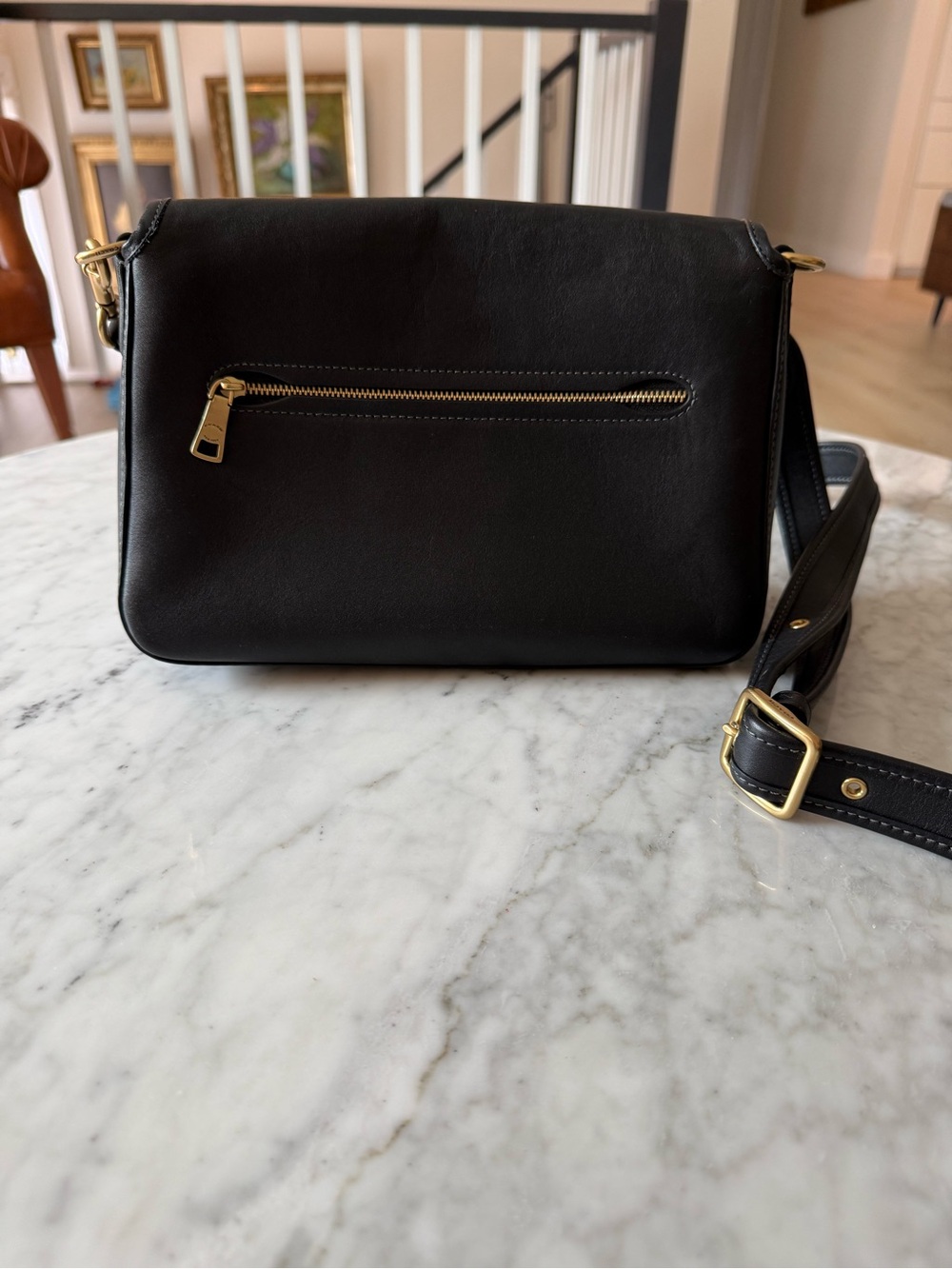 Coach Soft Tabby Shoulder Bag Black Leather Brass Gold Hardware - Picture 5 of 6